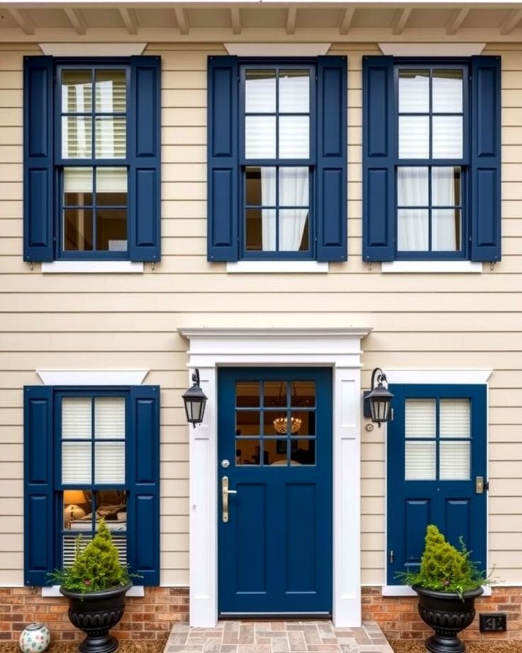 Exterior house painting with contrasting siding and trim
