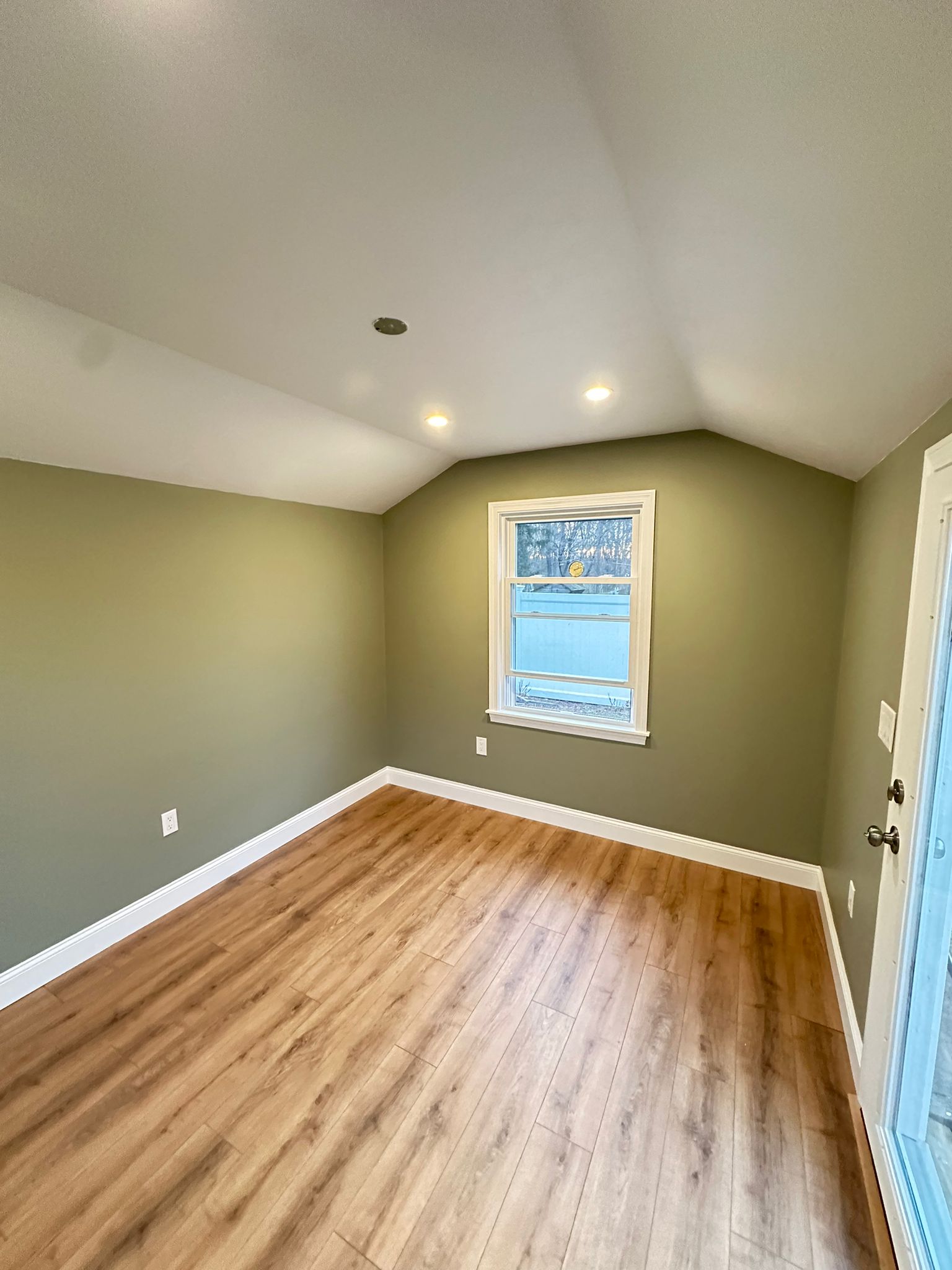 Freshly painted living room with accent wall
