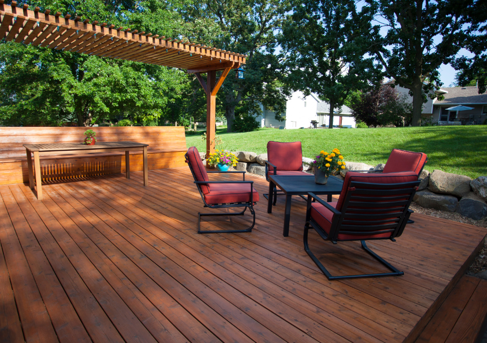 Deck painted and stained for wood protection